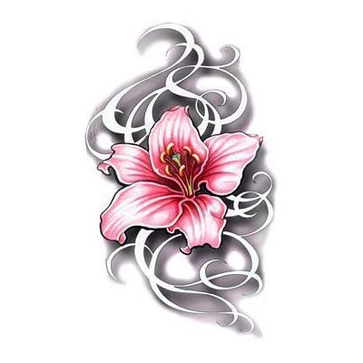 Lily Flower Design Sample Water Transfer Temporary Tattoo(fake Tattoo) Stickers NO.11217
